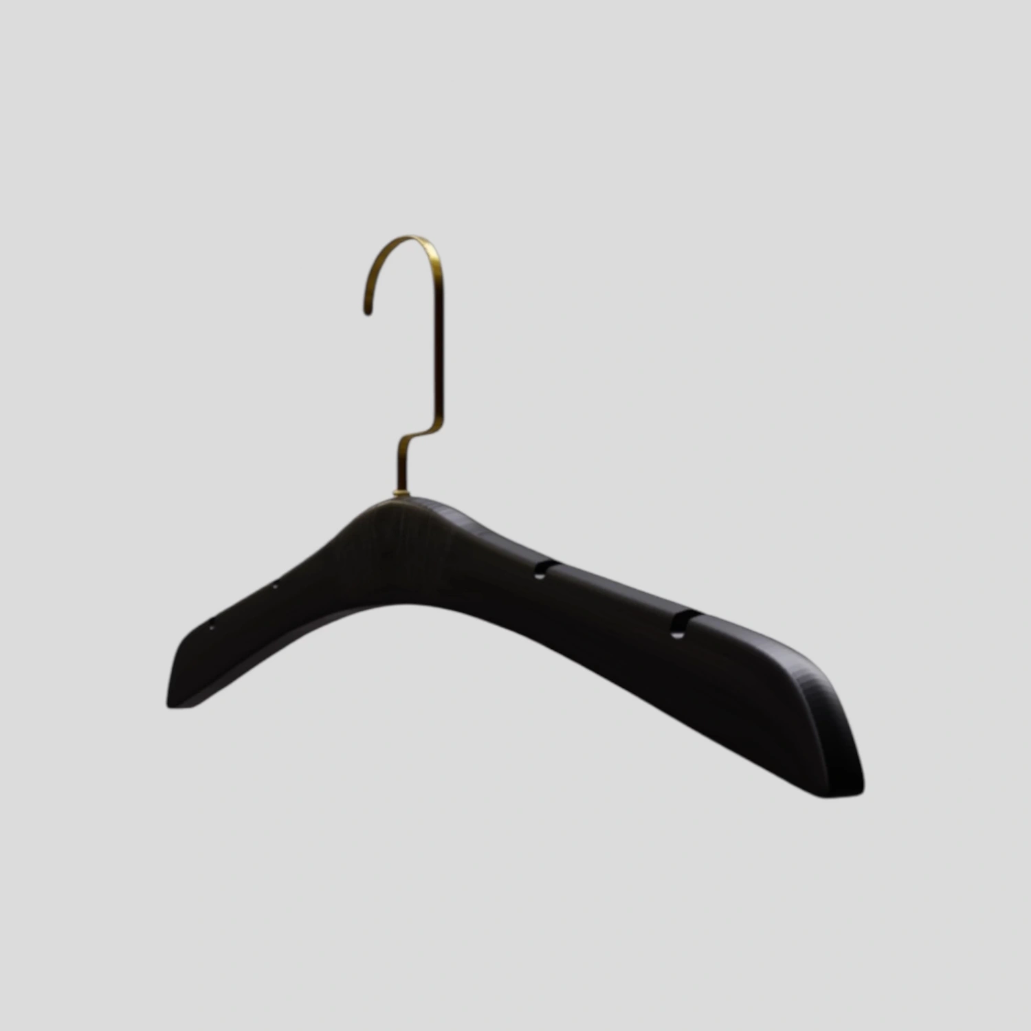 Siyah Ahşap Gold Lama Kancalı Gelinlik Triko Abiye Askısı