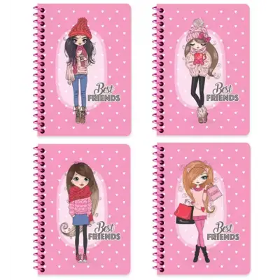 Çizgili Spiralli Blonkot Best Friends A6 80 sayfa