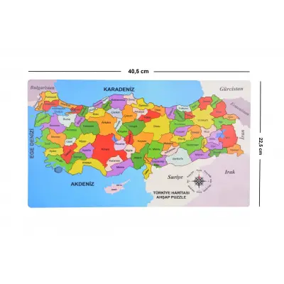 Ahşap Türkiye Puzzle 23x40 cm