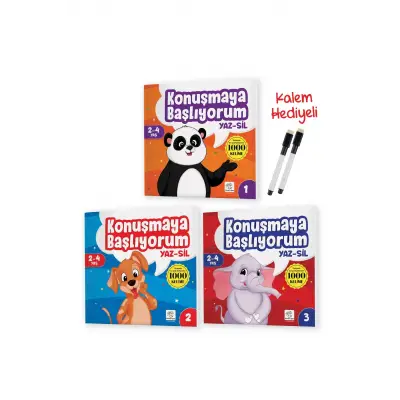 Konuşmaya Başlıyorum Serisi (türkçede En Çok Kullanılan 1000 Kelime) (2-4 Yaş) Yaz-sil Kitaplar