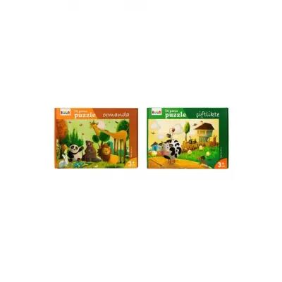 Yer Puzzle 24 Parça 2 Li Set - Ormanda Ve Çiftlikte