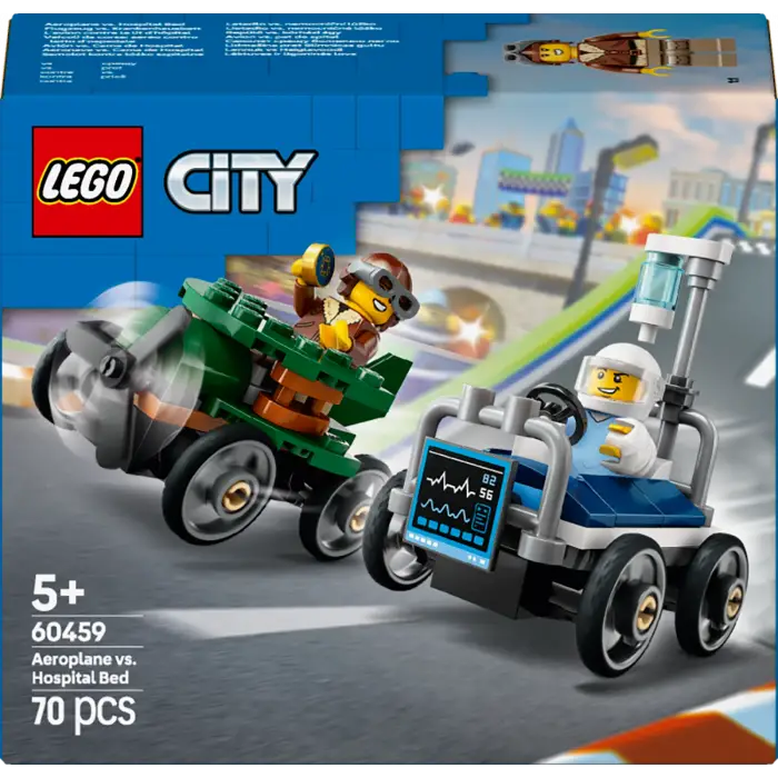 LEGO City Uçak, Hastane Yatağına Karşı Yarış Arabası Paketi Soapbox Yarışı Oyuncağı