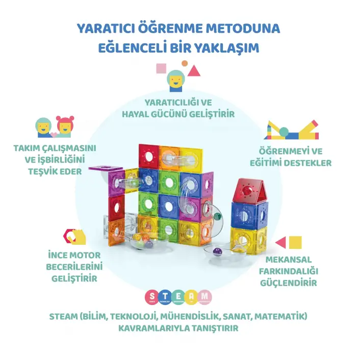 Magly Ball Run Parkur Oyunu 101 Parça Manyetik Yapı Seti