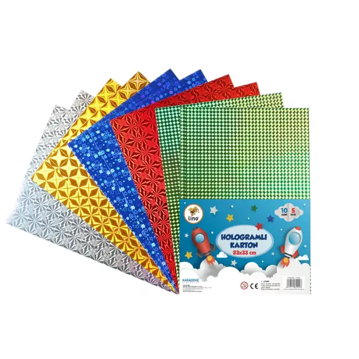 LİNO HOLOGRAMLI KARTON 5 RENK 10LU