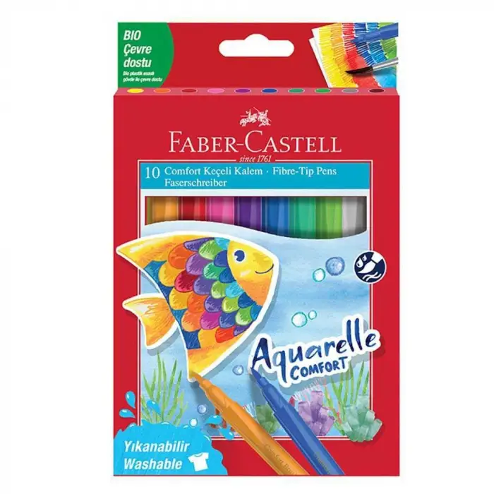 Faber-Castell Comfort Keçeli Kalem 10 Renk Yıkanabilir