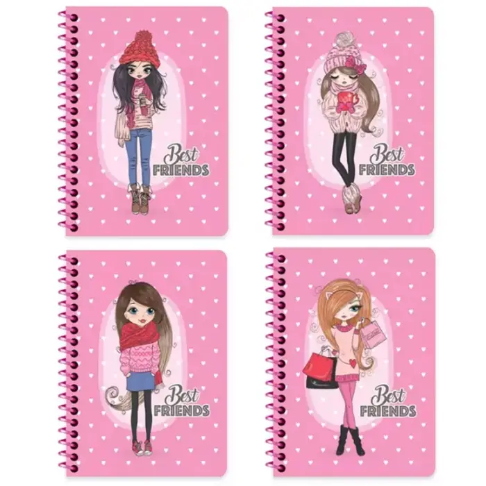 Çizgili Spiralli Blonkot Best Friends A6 80 sayfa