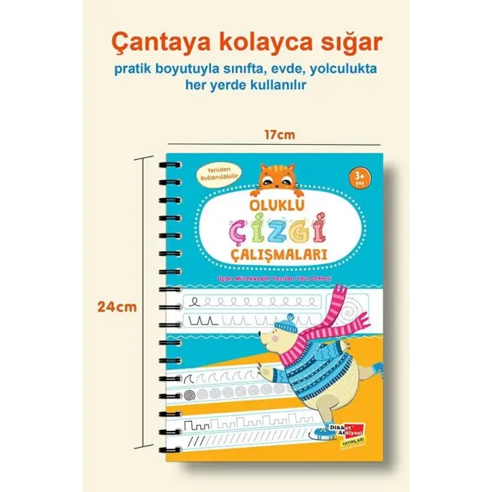 Oluklu Çizgi Çalışmaları Kitabı Sihirli Uçan Mürekkepli Kalem Hediyeli 4-7 Yaş