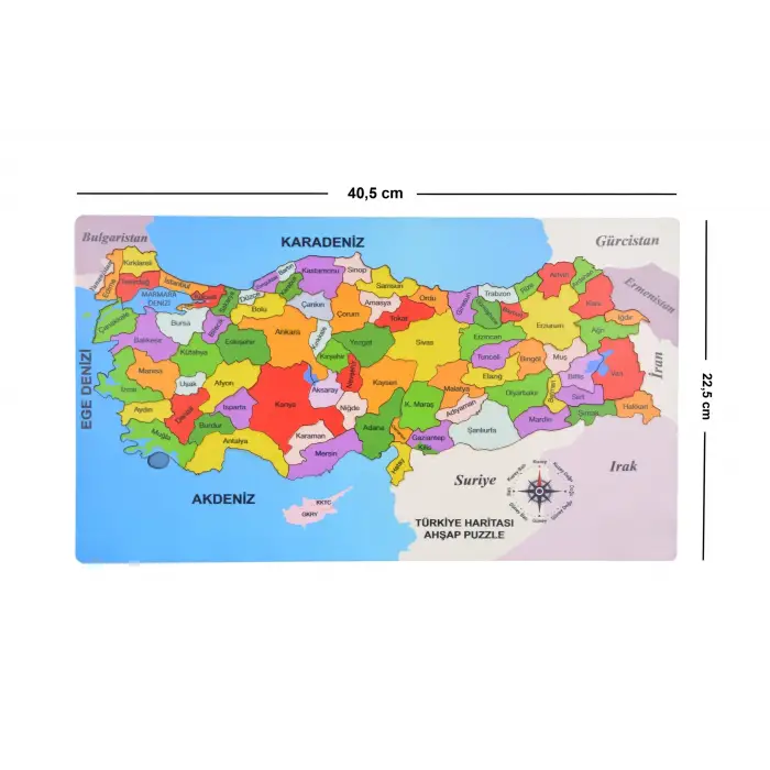 Ahşap Türkiye Puzzle 23x40 cm