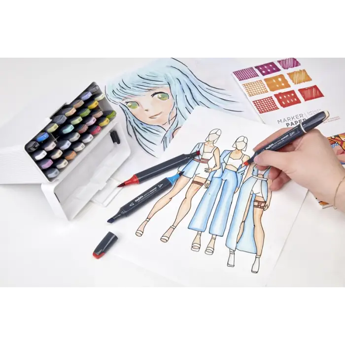 CARİOCA PLUS SKETCH MARKER ÇİFT TARAFLI ÇİZİM KALEMİ 32 FARKLI RENK