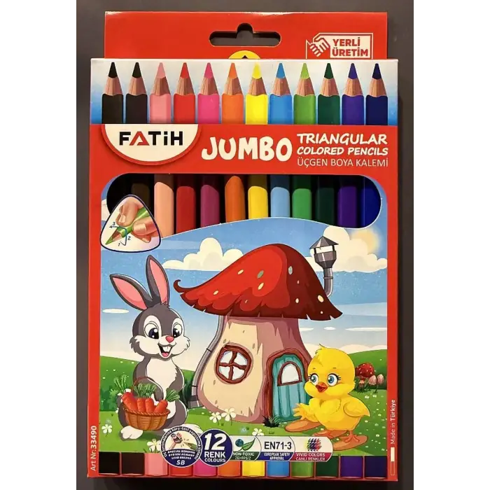 Fatih Kuru Boya Kalemi Jumbo 12 li
