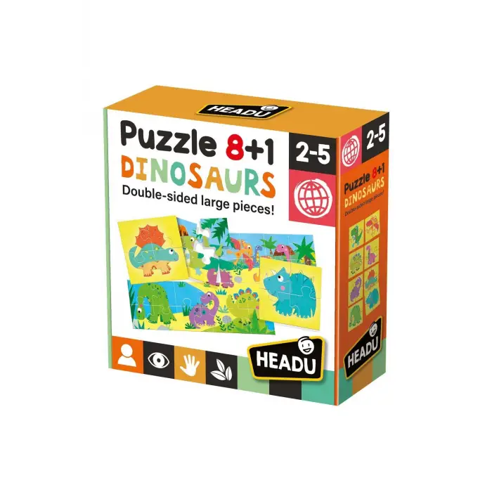 Headu 8 1 Çift Taraflı Dinazor Puzzle