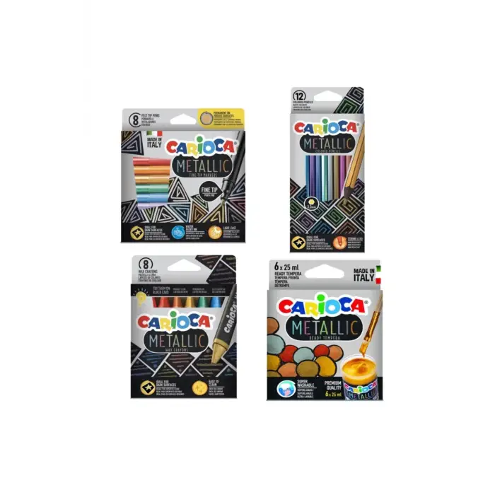 Metalik Seri Boyalar 4 Lü Set Kuru / Pastel / Keçeli / Guaj