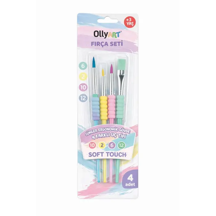 OLLYART BLİSTER FIRÇA SETİ 4LÜ PASTEL RENK