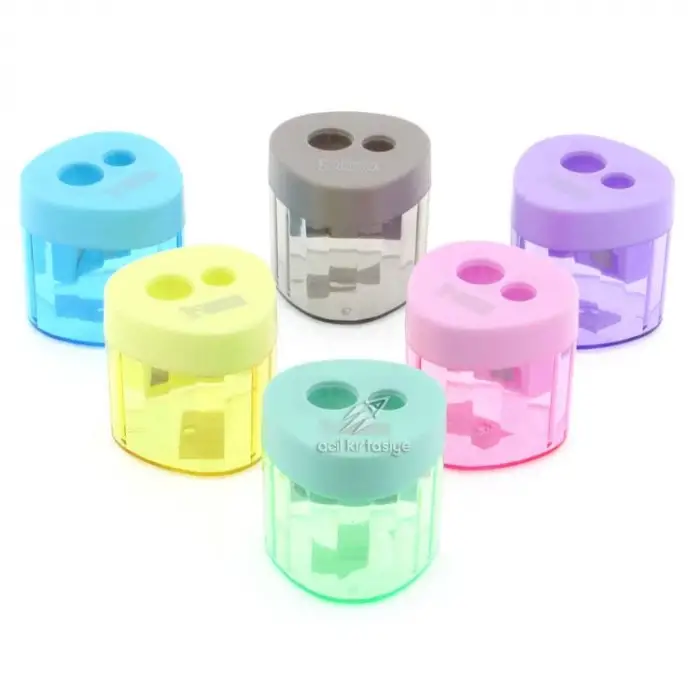 Pastel Renkli Çift Gözlü Kalemtıraş