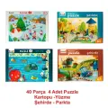40 Parça Puzzle 4 Lü Set