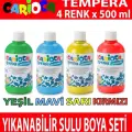 Tempera Yıkanabilir Sulu Boya Seti 4 Renk X 500 ml.