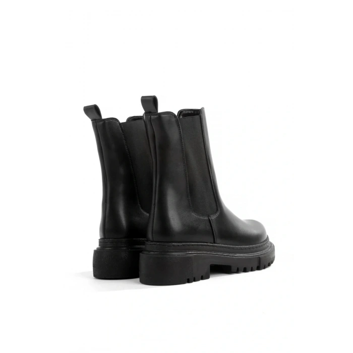 Kadın Bot Siyah Lastikli Termo Fermuarsız