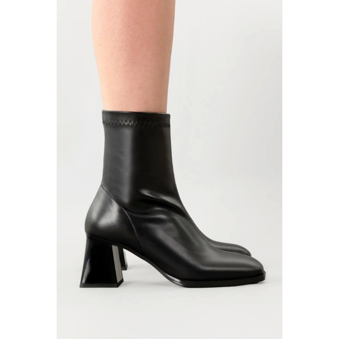 Kadın Bot Siyah Kalın Topuklu Streç Boots