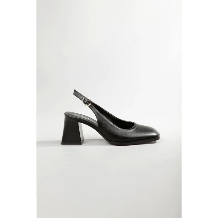 Kadın Siyah Topuklu Ayakkabı Kare Burun TPU Taban KSYHC101