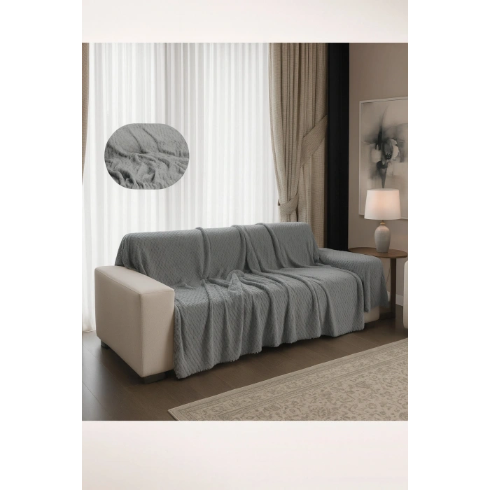 Sofya Peluş Kaymaz Taban Koltuk Örtüsü