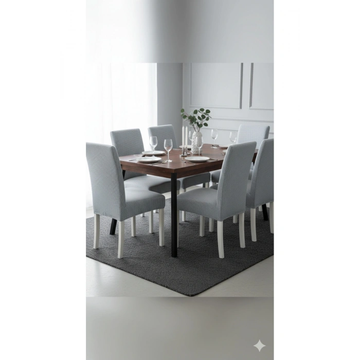 Likralı 6lı Sandalye Kılıfı Pamuklu Pitikare Yıkanabilir