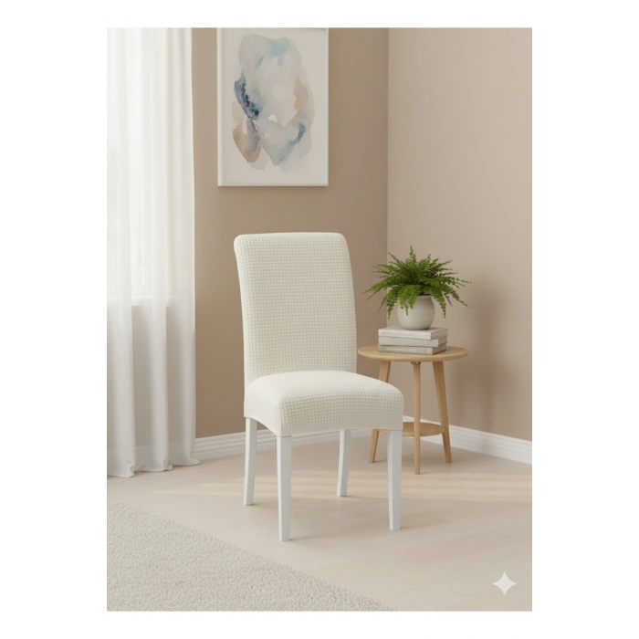 Likralı 6lı Sandalye Kılıfı Pamuklu Pitikare Yıkanabilir