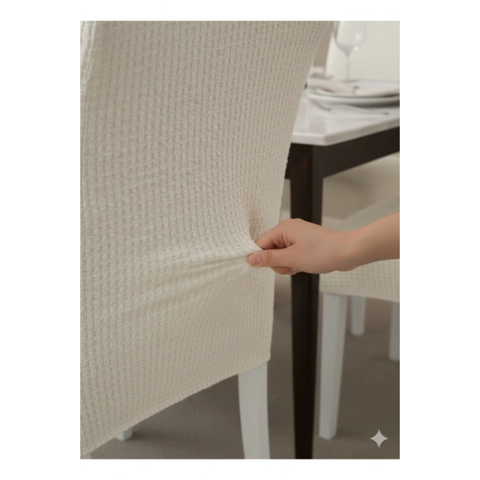 Likralı 6lı Sandalye Kılıfı Pamuklu Pitikare Yıkanabilir