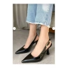 Siyah Kadın Stiletto Kalın Topuklu Ayakkabı