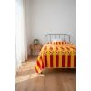 Tek Kişilik Pike Yatak Örtüsü 150x240 cm Taraftar Desen Sarı Kırmızı