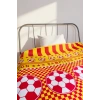 Tek Kişilik Pike Yatak Örtüsü 150x240 cm Taraftar Desen Sarı Kırmızı