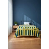 Tek Kişilik Pike Yatak Örtüsü 150x240 cm Taraftar Desen Sarı Lacivert