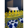 Tek Kişilik Pike Yatak Örtüsü 150x240 cm Taraftar Desen Sarı Lacivert