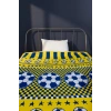 Tek Kişilik Pike Yatak Örtüsü 150x240 cm Taraftar Desen Sarı Lacivert