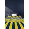 Tek Kişilik Pike Yatak Örtüsü 150x240 cm Taraftar Desen Sarı Lacivert
