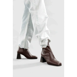 Kadın Bot Acı Kahve Kalın Topuklu Streç Boots