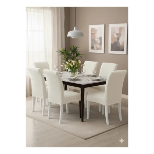 Likralı 6lı Sandalye Kılıfı Pamuklu Pitikare Yıkanabilir