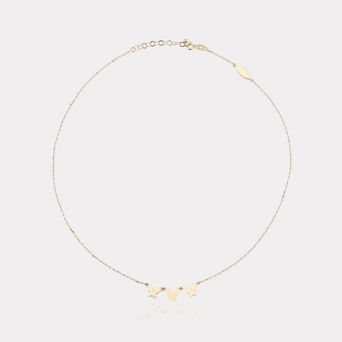 14 Ayar Altın 3lü Kelebek Kolye