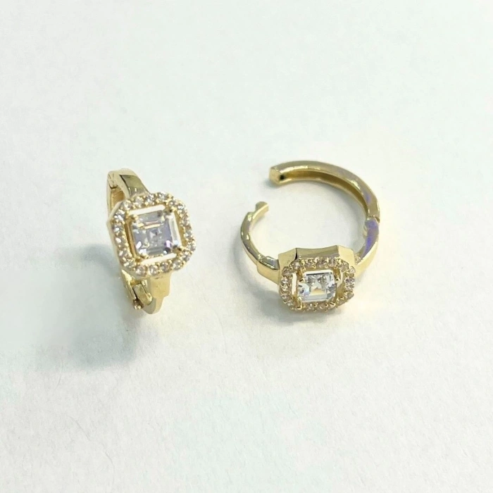 14 Ayar Altın Halka Kare Baget Küpe