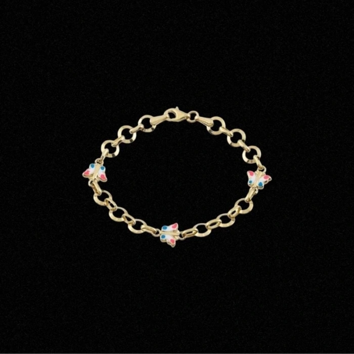 14 Ayar Altın Kelebek Motifli Çocuk Künyesi