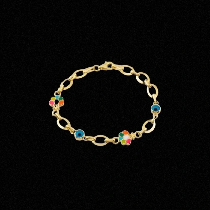 14 Ayar Altın Motifli Çocuk Bileklik