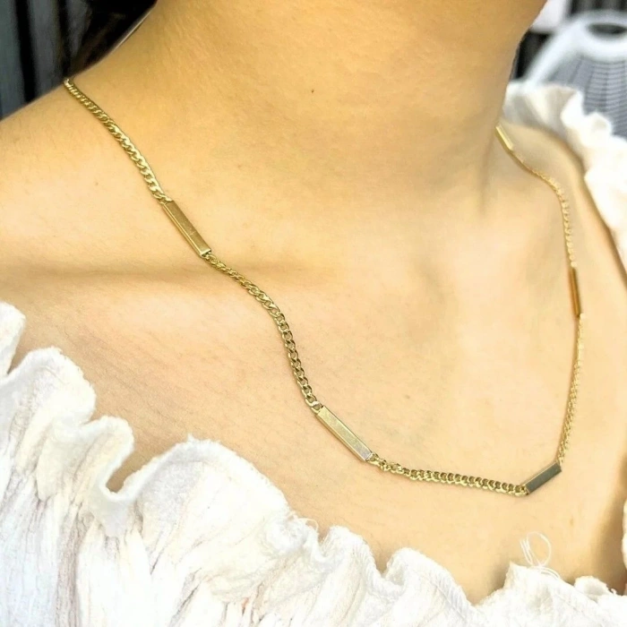 14 Ayar Altın Plaka Gurmet Zincir