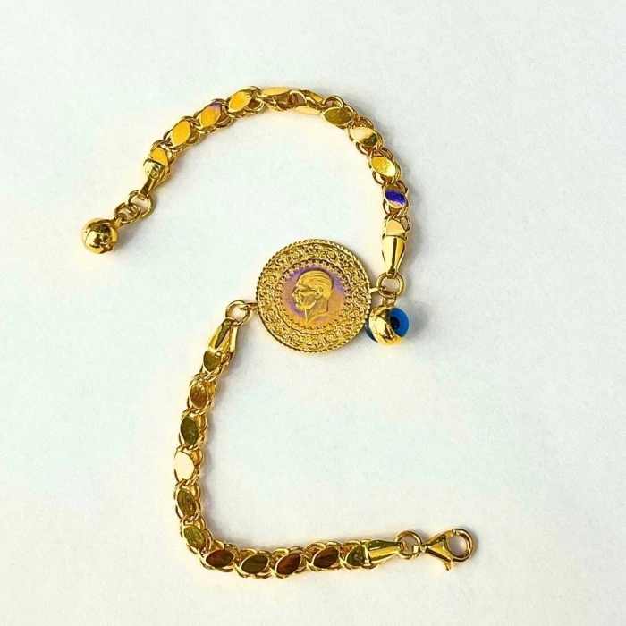 14 Ayar Pullu Çeyrekli Bileklik