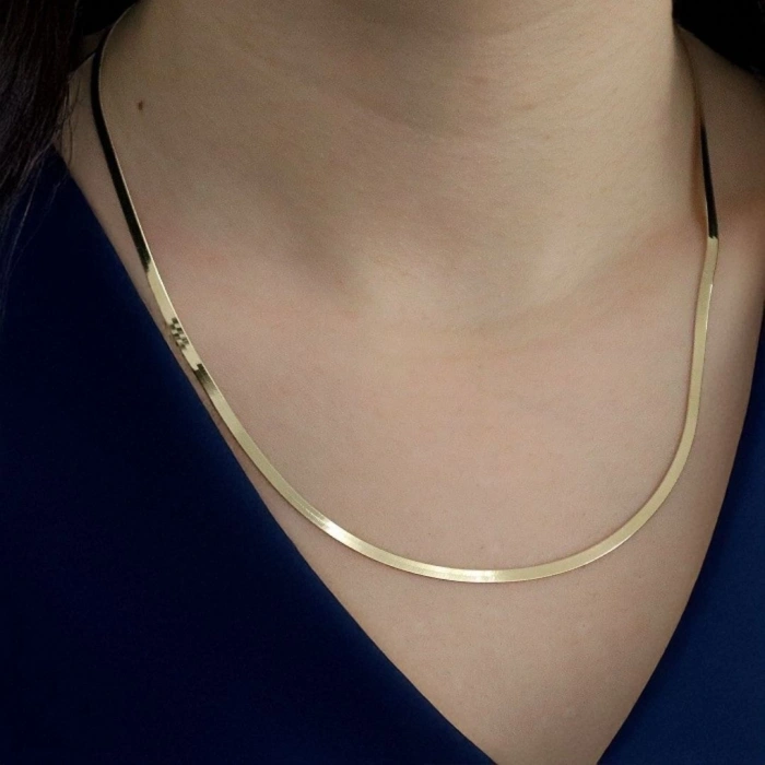 Altın İtalyan Ezme Zincir 3 mm - 55 cm 8 Ayar Altın