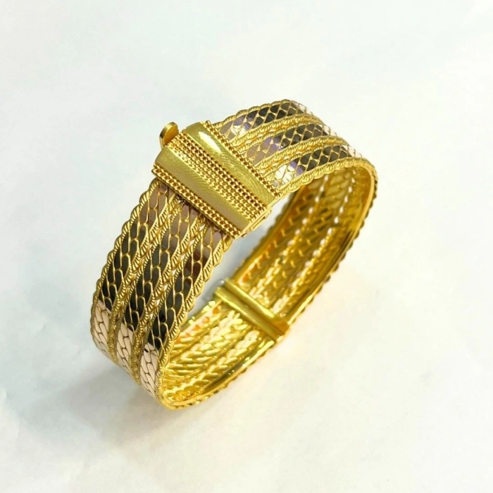 Sarı Altın 3 Sıra Aynalı Kelepçe