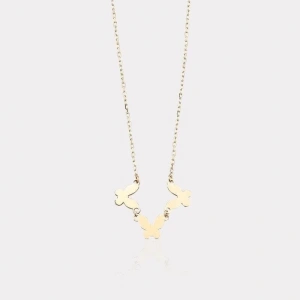 14 Ayar Altın 3lü Kelebek Kolye