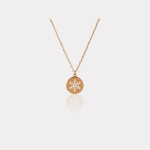 14 Ayar Altın Kar Tanesi Plaka Kolye