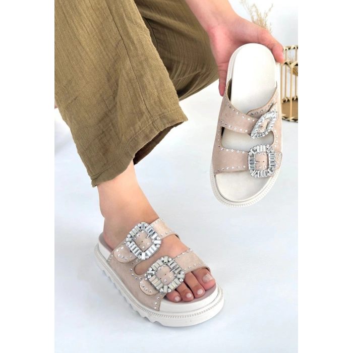 Juana Bej Nubuk Taşlı Terlik