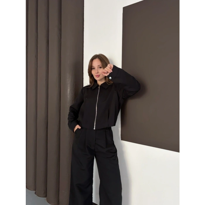 Trenç takım alt üst siyah ons