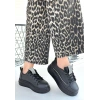 Leope Siyah Cilt Bağcıklı Spor Ayakkabı