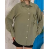 Relax fit keten gömlek haki s255349